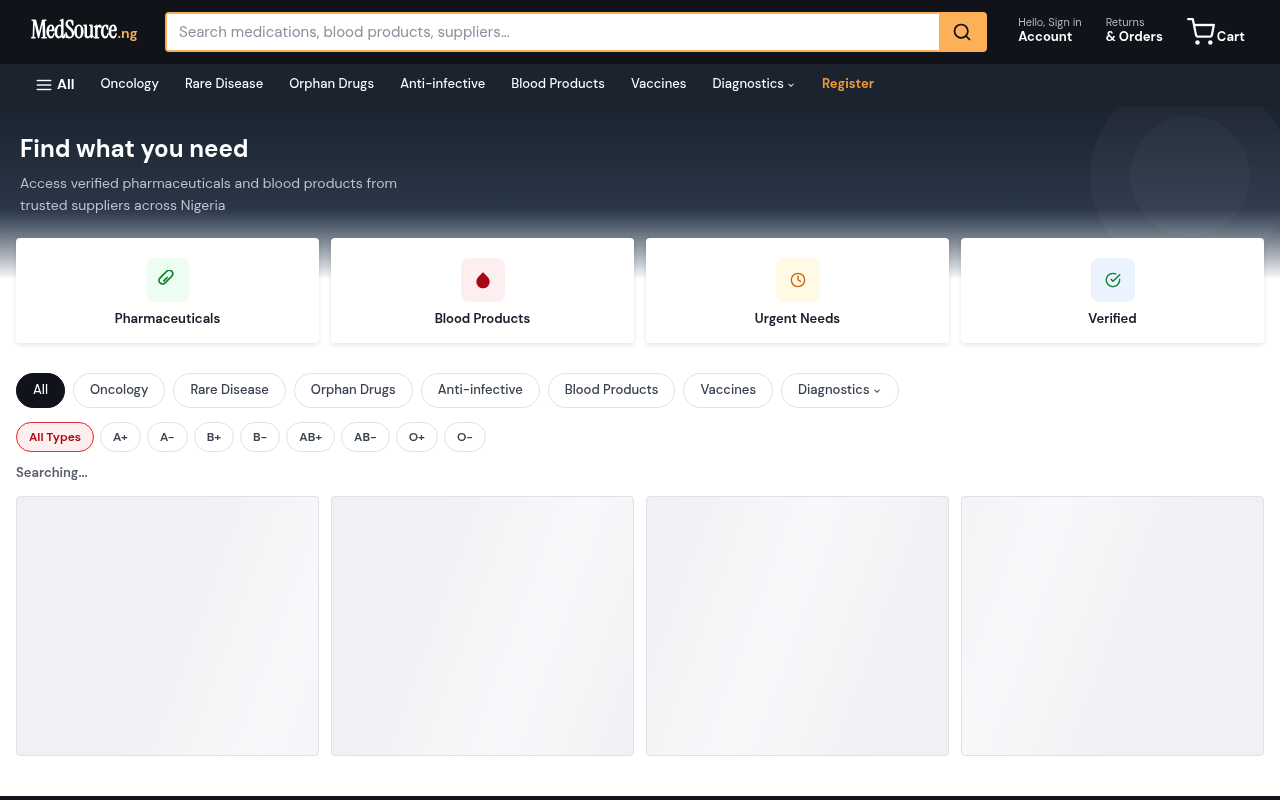 MedSource Nigeria homepage