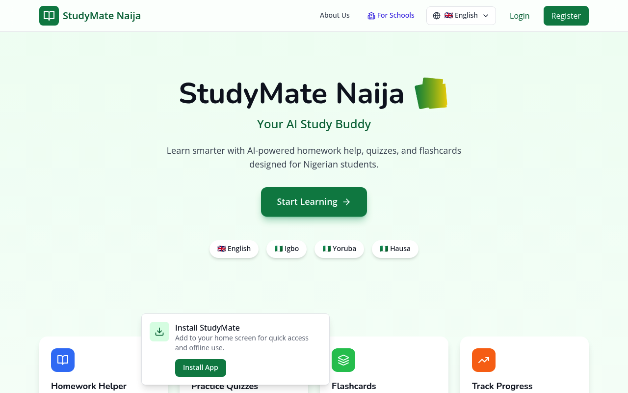 StudyMate Naija homepage